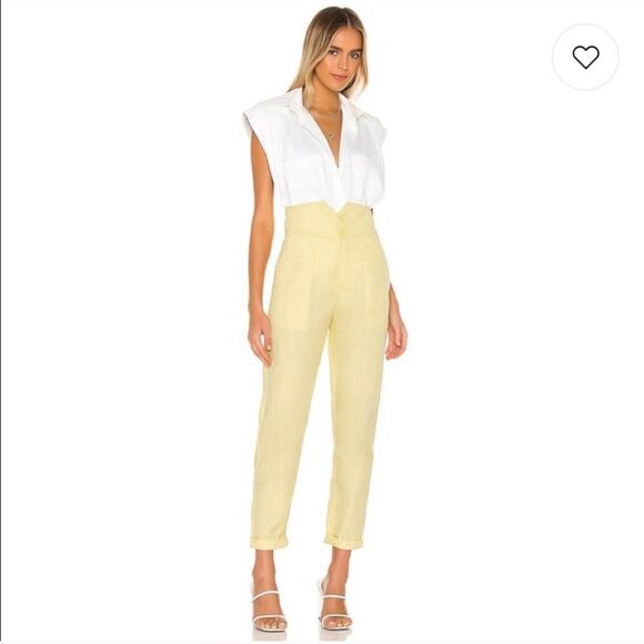 New L'Academie The Cerise Pant in Pale Yellow XXS - Picture 1 of 7